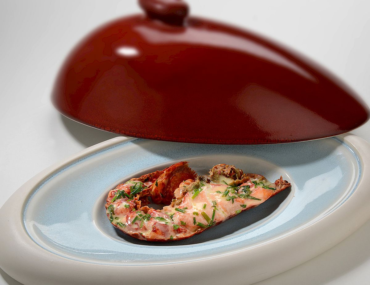 Signature dish of home smoked Scottish Lobster with warm lime and herb butter